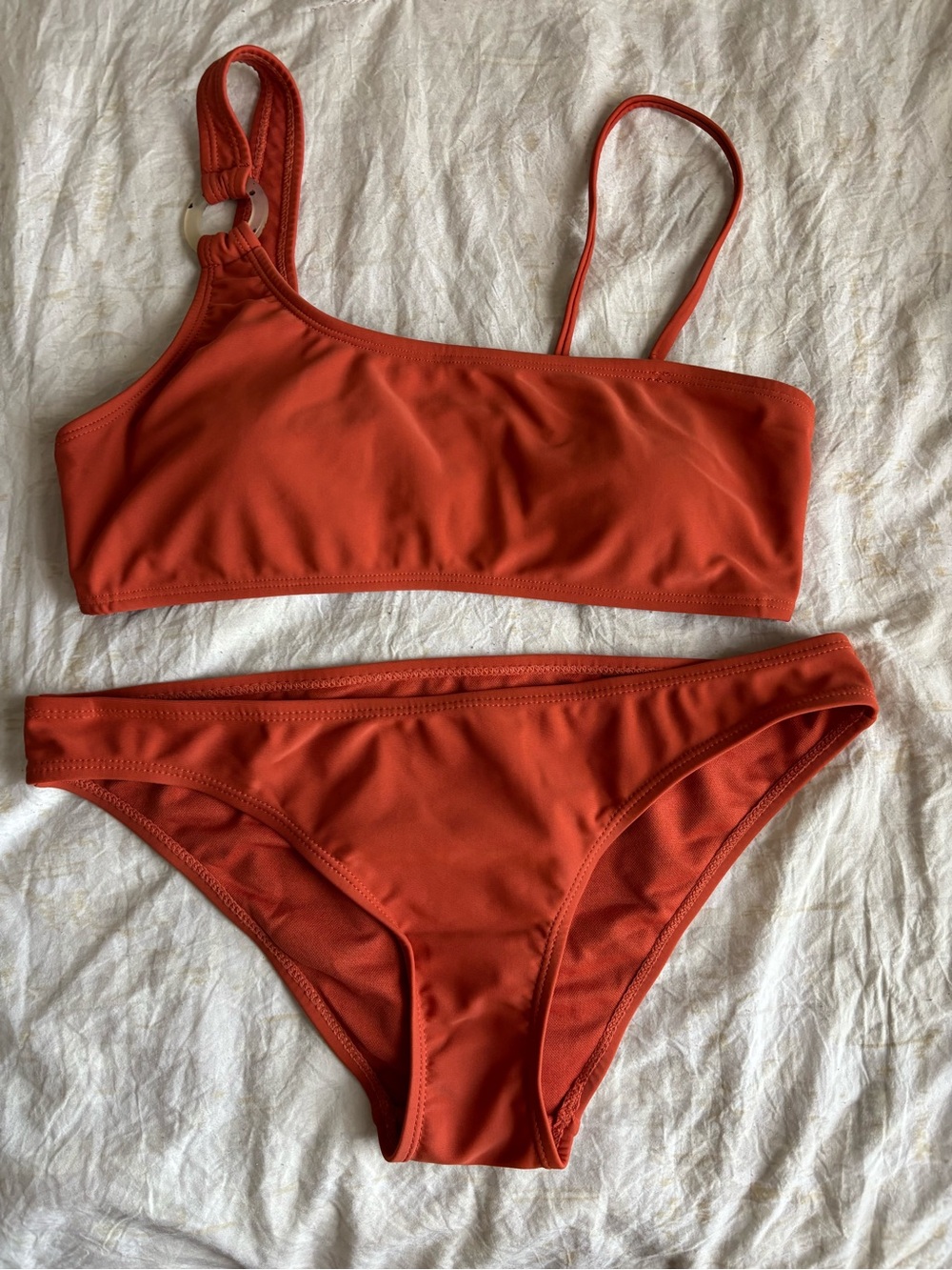 Juniors One-Shoulder Bikini Set in Rust Orange